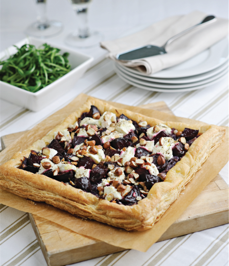 Beetroot, Goat’s Cheese and Hazelnut Tart