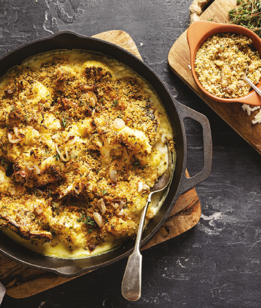 Crispy Shallot Cauliflower Cheese